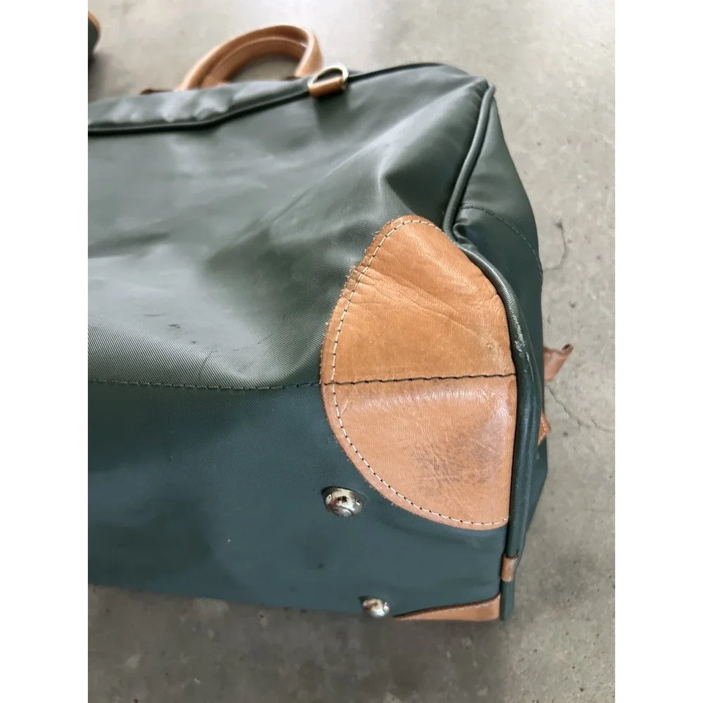 Jon Hart Coachman‎ Duffle Travel Bag Coated Canvas Leather Trim & Koozie Holder